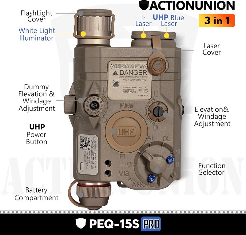 ACTIONUNION ليزر أيرسوفت PEQ-15S برو UHP الأزرق المرئي + ليزر IR + مصباح LED أبيض - Image 2